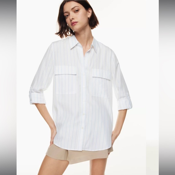 NWT Aritzia Babaton utility Seymour stripe button down shirt - Picture 2 of 13